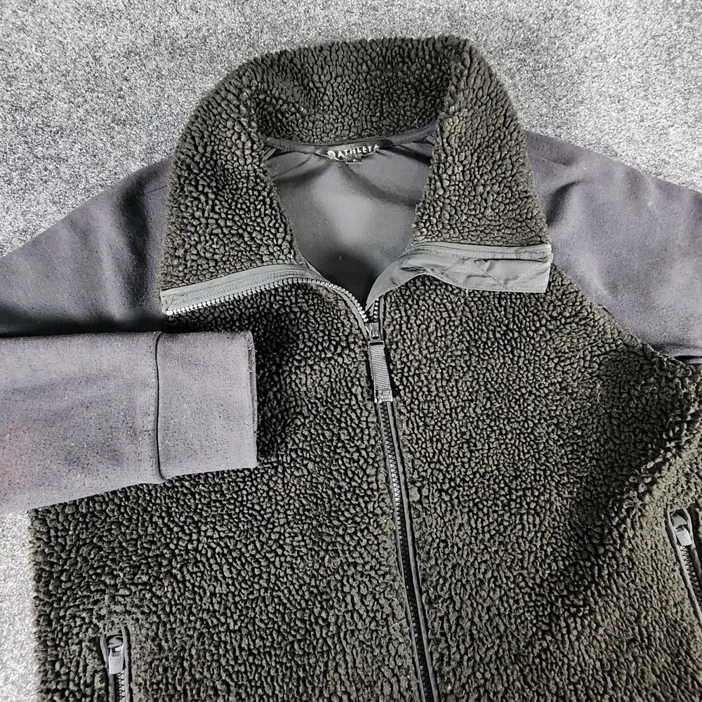 Athleta Range Black Sherpa Fleece Jacket‎ Full Zip Women's Size Small
